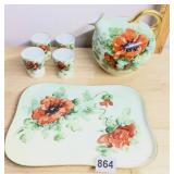 LIMOGES FRANCE PORCELAIN PITCHER AND TUMBLER SET,