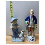 VTG PORCELAIN FIGURINES, BOY W/ DOG AND