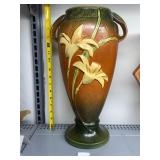 ROSEVILLE POTTERY VASE, LILY PATTERN, BROWN AND
