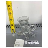 VTG CLEAR PRESSED GLASS MATCH HOLDER, LIZARD