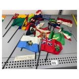 ASSORTED MINIATURE WORLD FLAGS, SYNTHETIC FABRIC,