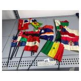 ASSORTED MINIATURE WORLD FLAGS, SILK-LIKE FABRIC,