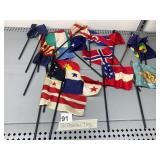 ASSORTED MINIATURE DESK FLAGS, SYNTHETIC FABRIC,