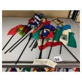 ASSORTED MINIATURE WORLD FLAGS, SYNTHETIC FABRIC,