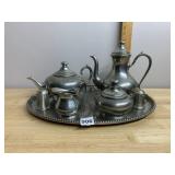 WILLIAM ROBERTS PEWTER TEA SERVICE, MADE IN