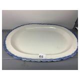 VTG IRONSTONE OVAL PLATTER, WHITE GLAZE, BLUE