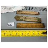 VTG FOLDING RULERS, WOOD AND BRASS CONSTRUCTION,
