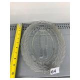 VTG PRESSED GLASS COMMEMORATIVE TRAY, OVAL FORM,