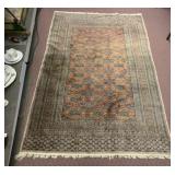 VTG HAND-KNOTTED WOOL RUG, PERSIAN STYLE, DIAMOND