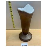M. NATELSON ART GLASS VASE, IRIDESCENT BROWN