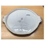 HAND PAINTED CHINA TRAY, FLORAL MOTIF, GOLD TRIM,