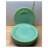 FIRE-KING JADEITE DINNER PLATES, RIBBED RIM, OVEN