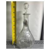 VTG BACK BAR BOTTLE, CLEAR GLASS, ETCHED
