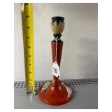 HAND-PAINTED WOODEN CANDLESTICK, FISH MOTIF,