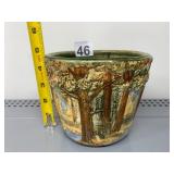 WELLER ART POTTERY JARDINIERE, FOREST PATTERN,