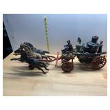 CAST IRON FIRE ENGINE TOY, HORSE-DRAWN PUMPER,
