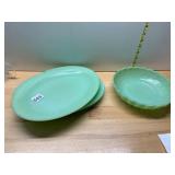 JADEITE GLASS SERVING DISHES, RIBBED OVAL