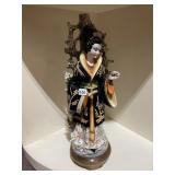 CERAMIC FIGURINE, GEISHA THEME, FLORAL TREE
