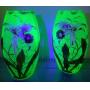 PR ART GLASS VASES, URANIUM GLASS, HAND-PAINTED