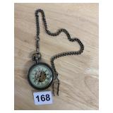 POCKET WATCH, SKELETON DIAL, ROMAN NUMERALS,