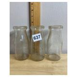 TARBELL FARMS MILK BOTTLES, CLEAR GLASS, EMBOSSED