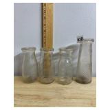 STONELEIGH FARMS MILK BOTTLES, CLEAR GLASS,