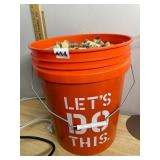 ORANGE PLASTIC BUCKET FILLED W/ ASSORTED NATURAL
