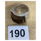 METAL-TONE COCKTAIL RING, LARGE RECTANGULAR