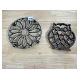 CAST IRON TRIVETS, INCLUDES FLORAL DESIGN AND OWL