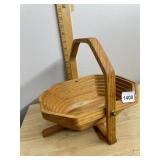 ROBERT WITTMAN HAND CRAFTED FOLDING WOOD BASKET,