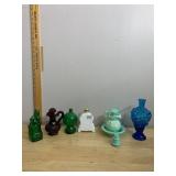 VTG GLASS BOTTLES, FIGURAL, GRAPE CLUSTER, ROSE