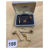 COLIBRI TIE TACKS, GOLD-TONE FINISH, GOLF THEME,