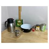STAINLESS STEEL THERMAL CARAFE, GLASS TEAPOT W/