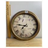 WALL CLOCK, LAVENDER FLORAL MOTIF, ROMAN