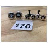 SILVER-TONE CUFFLINK AND STUD SET, ROUND FORM,