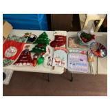 ASSORTED HOLIDAY DECOR, INCLUDES STOCKINGS,