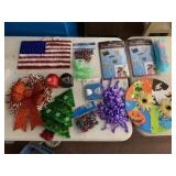 ASSORTED SEASONAL DECOR, INCLUDES TINSEL WREATH,