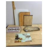 ASSORTED CUTTING BOARDS, WOODEN AND GLASS,