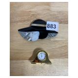 MOTHER OF PEARL LADY BROOCH, GOLD-TONE QUARTZ