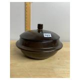 KOREAN BROWN GLAZED STONEWARE POT, LIDDED,