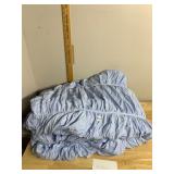 LIGHT BLUE RUFFLED BED SKIRT, KING SIZE.