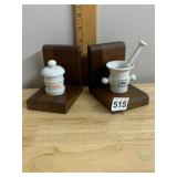 VTG PHARMACEUTICAL BOOKENDS, WOOD BASES,