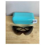 PRADA SPR 58F WRAP SUNGLASSES, TORTOISE FRAME,