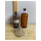 CLOROX AMBER GLASS BOTTLE, EMBOSSED LETTERING,
