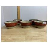 PIER 1 IMPORTS RED SCROLL STONEWARE BOWLS, EARTH
