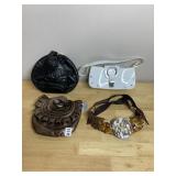 CHANEL BLACK LEATHER POUCH, GUCCI WHITE PATENT