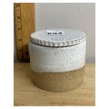 STUDIO POTTERY BUTTER CROCK, TWO-TONE GLAZE,