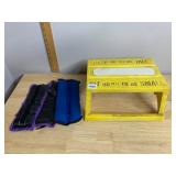 EMPIRE YELLOW PLASTIC STEP STOOL, MOLDED TEXT,