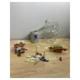 LOWENBRAU MUNICH STONEWARE STEIN, GLASS PITCHER,