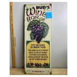 WOODEN WINE BAR SIGN, PRINTED GRAPE MOTIF,